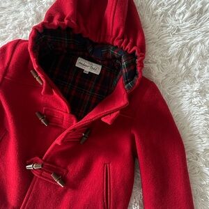 Vintage ANDREW TODD Toddler Red Wool Hooded Duffle Toggle Coat Jacket Size 2T